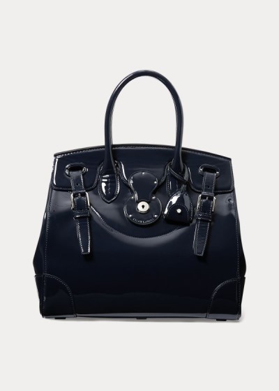 Bolsos De Mano Ralph Lauren Mujer Azul Marino - Patent Calfskin Soft Ricky 33 - TYMHG1238